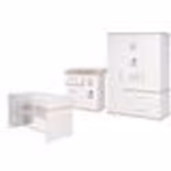 Ensemble de chambre bébé ROBA Pia - Lit 70x140 + Commode à Langer + Armoire - Blanc / Chêne