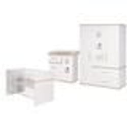 Ensemble de chambre bébé ROBA Pia - Lit 70x140 + Commode à Langer + Armoire - Blanc / Chêne