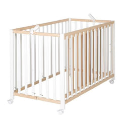 Lit bébé pliant - 60 x 120 cm - ROBA - FOLD UP - Roulettes - Bois / Blanc
