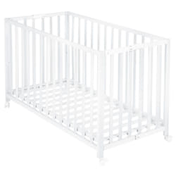 roba Fold Up Lit bébé Bois d'hêtre Blanc