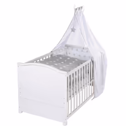 roba Little Stars, Lit bébé, 35 kg, Garçon/Fille, Coton, Polyester, Bois, Blanc