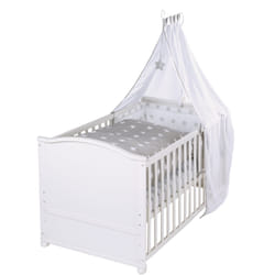 roba Little Stars Lit bébé Coton, Polyester, Bois Blanc