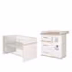 Ensemble Chambre Bébé ROBA Duo Pia - Lit 70x140 + Commode à langer - Blanc/chêne San Remo