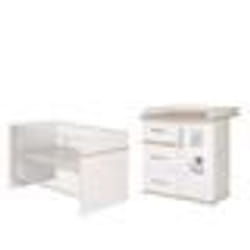 Ensemble Chambre Bébé ROBA Duo Pia - Lit 70x140 + Commode à langer - Blanc/chêne San Remo
