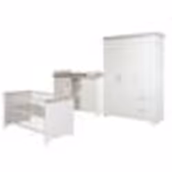 Chambre Bébé Complète Felicia - ROBA - Lit 70x140 cm - Commode à Langer - Armoire - Blanc