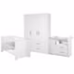 Chambre Bébé Complète Maxi - ROBA - Lit Bébé 70x140 cm + Commode à Langer + Armoire - Blanc