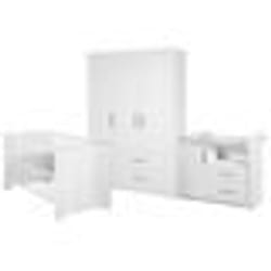 Chambre Bébé Complète Maxi - ROBA - Lit Bébé 70x140 cm + Commode à Langer + Armoire - Blanc