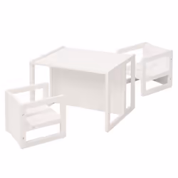 ROBA Ensemble Table et 2 Chaises Enfant - Convertible en Banc et Tabouret - 3 Hauteurs - Style Maison de Campagne - Bois Blan ...