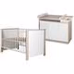 Chambre Bébé Duo Olaf - ROBA - Lit 70x140 cm - Commode à Langer Large - Blanc