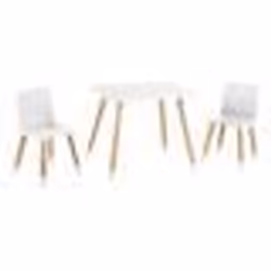 ROBA Ensemble Table + 2 Chaises pour Enfants en Bois Laqué Blanc - 3 Pièces - Pieds en Bois Massif