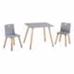 ROBA Ensemble Table + 2 Chaises Enfants en Bois Laqué Gris - 3 Pièces - Pieds en Bois Massif