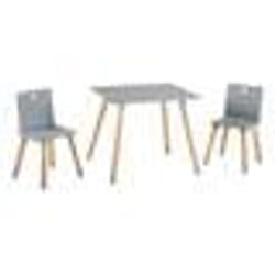 ROBA Ensemble Table + 2 Chaises Enfants en Bois Laqué Gris - 3 Pièces - Pieds en Bois Massif