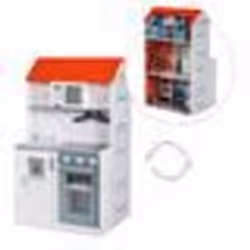 Maison de Poupée et Cuisine Enfant 2en1 - ROBA - Rouge / Blanc - 6 pièces - 3 étages