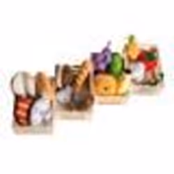 ROBA Jouets Fruits et Légumes pour Marchande et Cuisine Enfant + 4 paniers en Bois
