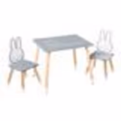 ROBA Ensemble Table + 2 Chaises Enfants - miffy® - Motif Lapin - Table de Jeu et dApprentissage - Gris / Blanc