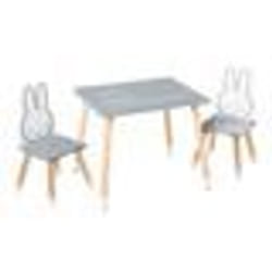 ROBA Ensemble Table + 2 Chaises Enfants - miffy® - Motif Lapin - Table de Jeu et dApprentissage - Gris / Blanc
