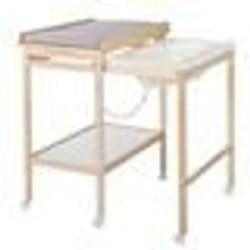 Table à langer avec baignoire coulissante - ROBA - Inclus matelas depérlant Roba style Gris - Tablette de rangement - Bois Naturel