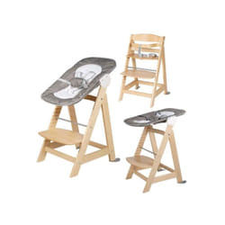 Chaise Haute Évolutive Born Up 2 en 1 + Transat Inclinable - Sternenzauber - Des la Naissance - Bois Naturel - Roba