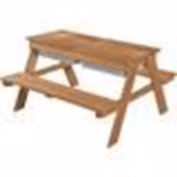 ROBA Table Sable et Eau en Bois massif avec Bac de jeu - Résistante aux Intempéries - Teck
