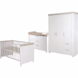 Chambre Bébé Complète Felicia - ROBA - Lit 70x140 cm - Commode à Langer - Armoire à 3 Portes