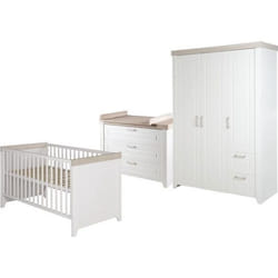 Chambre Bébé Complète Felicia - ROBA - Lit 70x140 cm - Commode à Langer - Armoire à 3 Portes