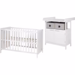ROBA Chambre Bébé Duo Hamburg - Lit Cododo 60x120 cm + Commode à Langer 2 Portes