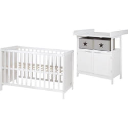 ROBA Chambre Bébé Duo Hamburg - Lit Cododo 60x120 cm + Commode à Langer 2 Portes