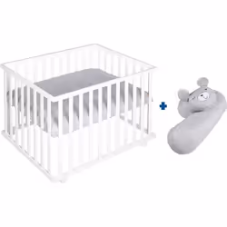 ROBA Parc Bébé Carré roba Style + Tapis de Parc + Tour de Lit - Gris