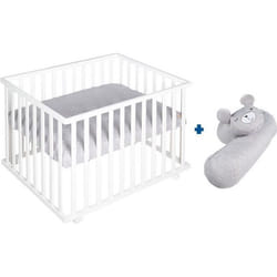 ROBA Parc Bébé Carré roba Style + Tapis de Parc + Tour de Lit - Gris