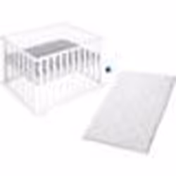 ROBA Parc Bébé carré roba Style + tapis gris + matelas de parc Blanc