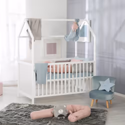 roba 203121WEFS Lit pour bébé Lit bébé Panneaux MDF, Bois Blanc