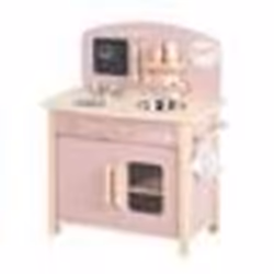 ROBA Cuisine de Jeu avec Accssoires - Rose / Bois Naturel - Plaque de Cuisson Four Évier Accessoires