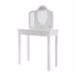 Coiffeuse Enfant ROBA avec 3 Miroirs et Tabouret - Blanc - Bois Massif - Meuble de Chambre