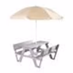 Table Pique-Nique Enfants - ROBA - Outdoor + - Bois Massif - Parasol Jaune Beige - 4 Places
