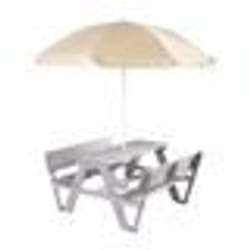 Table Pique-Nique Enfants - ROBA - Outdoor + - Bois Massif - Parasol Jaune Beige - 4 Places
