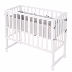 roba 8961WE-8V230, Lit bébé, Coton, Panneaux MDF, Bois, Blanc