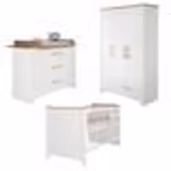 Chambre Bébé Complète ROBA - Ava - Lit évolutif - Blanc et aspect de chêne - Hauteur réglable