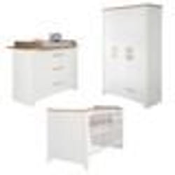 Chambre Bébé Complète ROBA - Ava - Lit évolutif - Blanc et aspect de chêne - Hauteur réglable