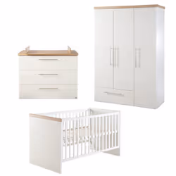 Chambre Bébé Complète ROBA Nele - Lit évolutif 70x140 cm - Commode à Langer - Armoire