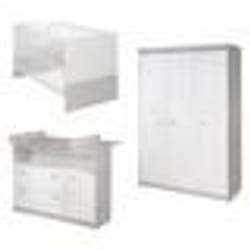 ROBA Chambre Bébè Complète Julia - Lit 70x140 + Commode à Langer + Armoire 3 Portes - Bicolore