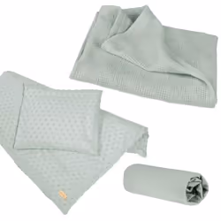 ROBA Coffret Bébé Bio Lil Planet - Linge de Lit + Drap Housse + Couverture - Vert Givré