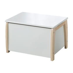 Banc Coffre à Jouets pour Enfant en Bois - ROBA - Fermeture Douce - Blanc / Aspect Bois