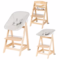 roba Born up, Set 2in1, Chaise haute traditionnelle, Siège rigide, Gris clair, Naturel, Monochromatique, 3/5 points, Simili-c ...