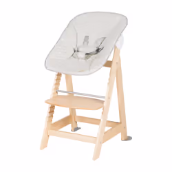 roba Born up, Set 2in1 Chaise haute traditionnelle Siège rigide Gris clair, Naturel