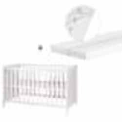 Lit Bébé 2 en 1 - ROBA - Blanc - Sommier Réglable - Matelas Inclus