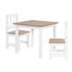 ROBA Ensemble Table + 2 Chaises Enfants Woody - Table de Jeu et dApprentissage - Résistants aux Rayures - Blanc / Décor Bois