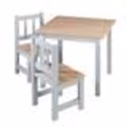 ROBA Ensemble Table + 2 Chaises Enfants Woody - Table de Jeu et dApprentissage - Résistants aux Rayures - Gris / Décor Bois