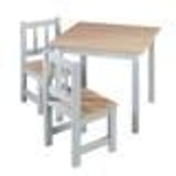 ROBA Ensemble Table + 2 Chaises Enfants Woody - Table de Jeu et dApprentissage - Résistants aux Rayures - Gris / Décor Bois