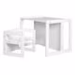 ROBA Ensemble Table et Chaise Réversible pour Enfant - Convertible en Banc et Tabouret - 3 Hauteurs Différentes - Bois Blanc