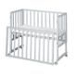 ROBA Berceau Cododo 3en1 Réglable safe asleep® 90 x 45 cm + Matelas + Barrière et 4 Roulettes avec Freins - Bois Laqué Taupe